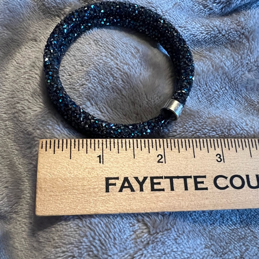 Swarovski Crystal Dust Encrusted Double Blue Tone Bracelet, excellent cond. - Picture 8 of 8